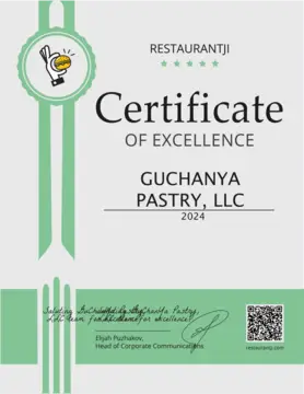 Restaurantji Certificate of Excellence 2024, GuChanYa Pastry LLC