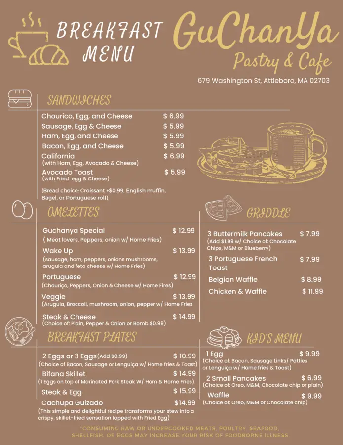 GuChanYa Pastry & Cafe breakfast menu