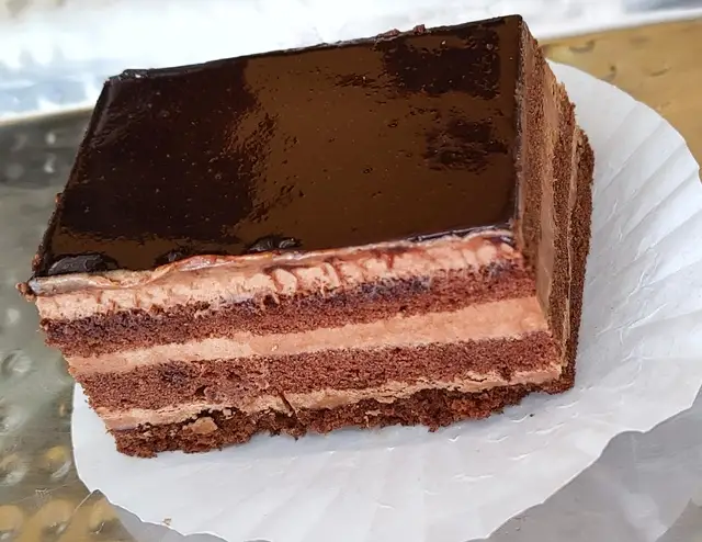 Chocolate layer cake slice